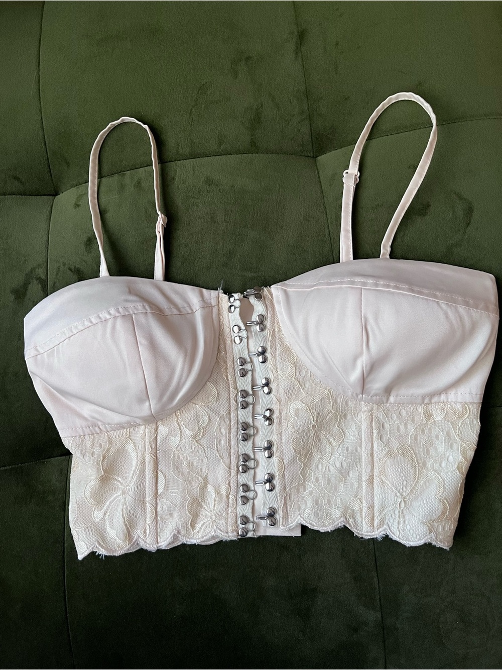 Women's Lace Longline Bustier Top - cream